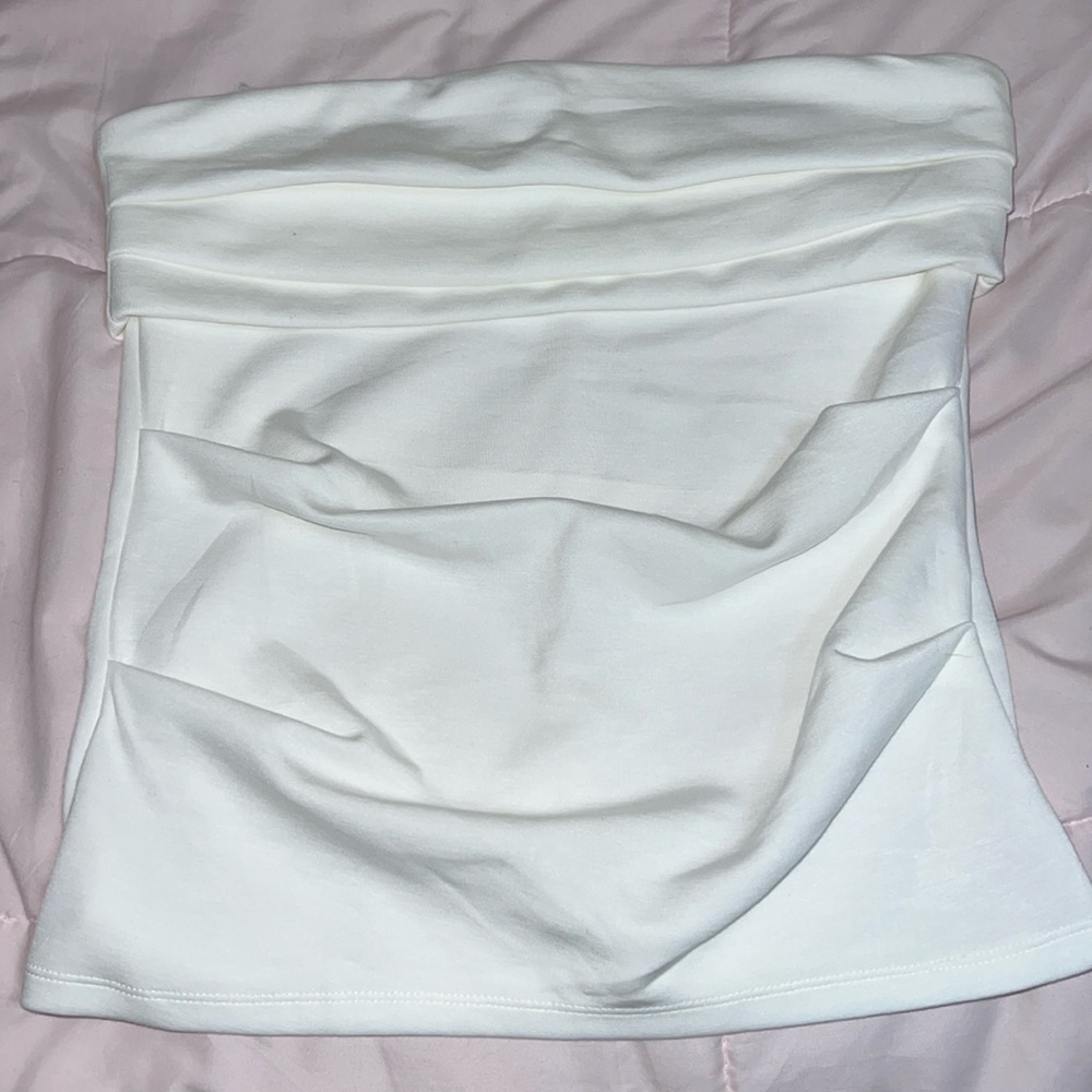 White large tube cropped top